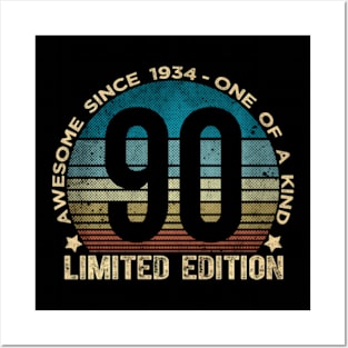 90Th Birthday 90 Year Old 1934 Limited Edition Posters and Art